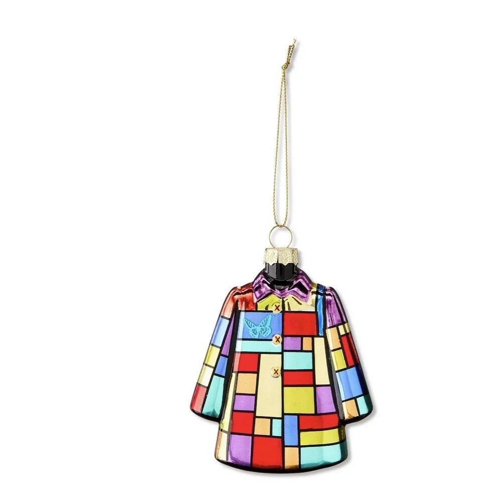 Dolly Parton ornament Patch Coat Many Colors Patchwork Christmas Glass Ruz New